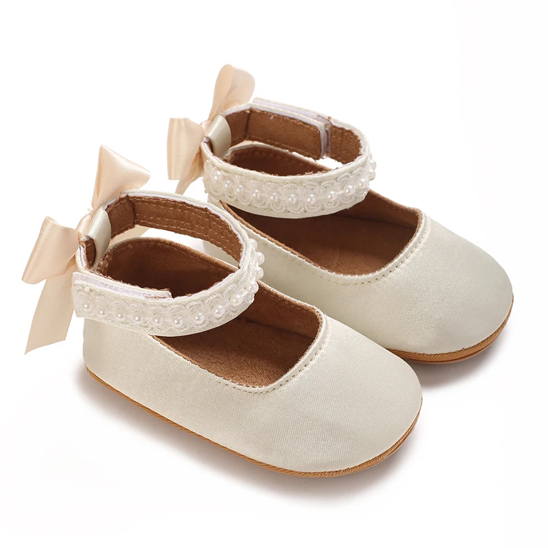 Infant Baby Girls Mary Jane Flats Bow Non-Slip Soft Sole Princess Toddler First Walkers Sneaker Wedding Dress Dancing Shoes