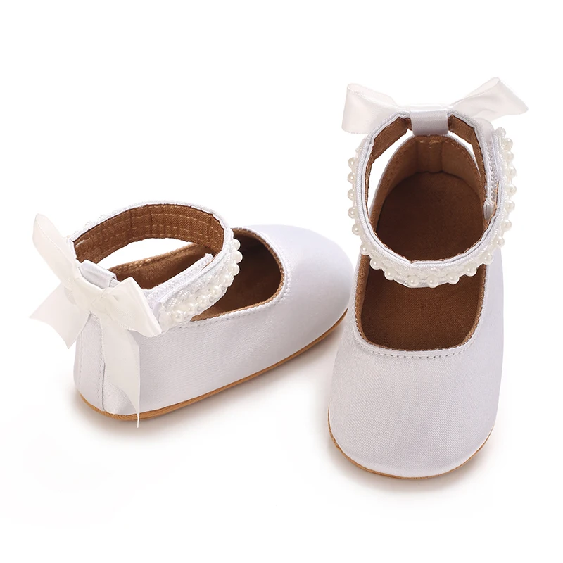 Infant Baby Girls Mary Jane Flats Bow Non-Slip Soft Sole Princess Toddler First Walkers Sneaker Wedding Dress Dancing Shoes