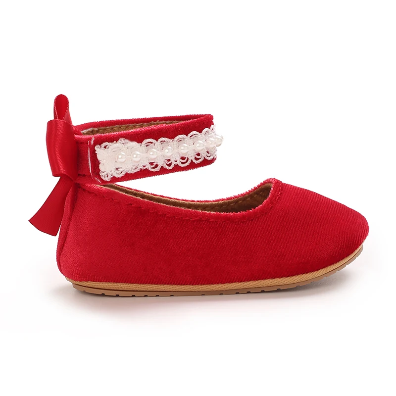 Infant Baby Girls Mary Jane Flats Bow Non-Slip Soft Sole Princess Toddler First Walkers Sneaker Wedding Dress Dancing Shoes