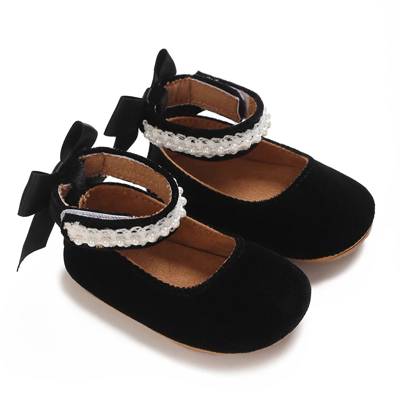 Infant Baby Girls Mary Jane Flats Bow Non-Slip Soft Sole Princess Toddler First Walkers Sneaker Wedding Dress Dancing Shoes