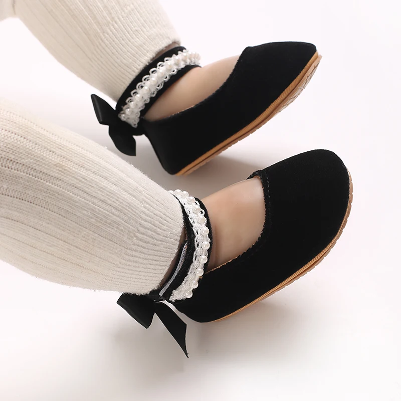 Infant Baby Girls Mary Jane Flats Bow Non-Slip Soft Sole Princess Toddler First Walkers Sneaker Wedding Dress Dancing Shoes