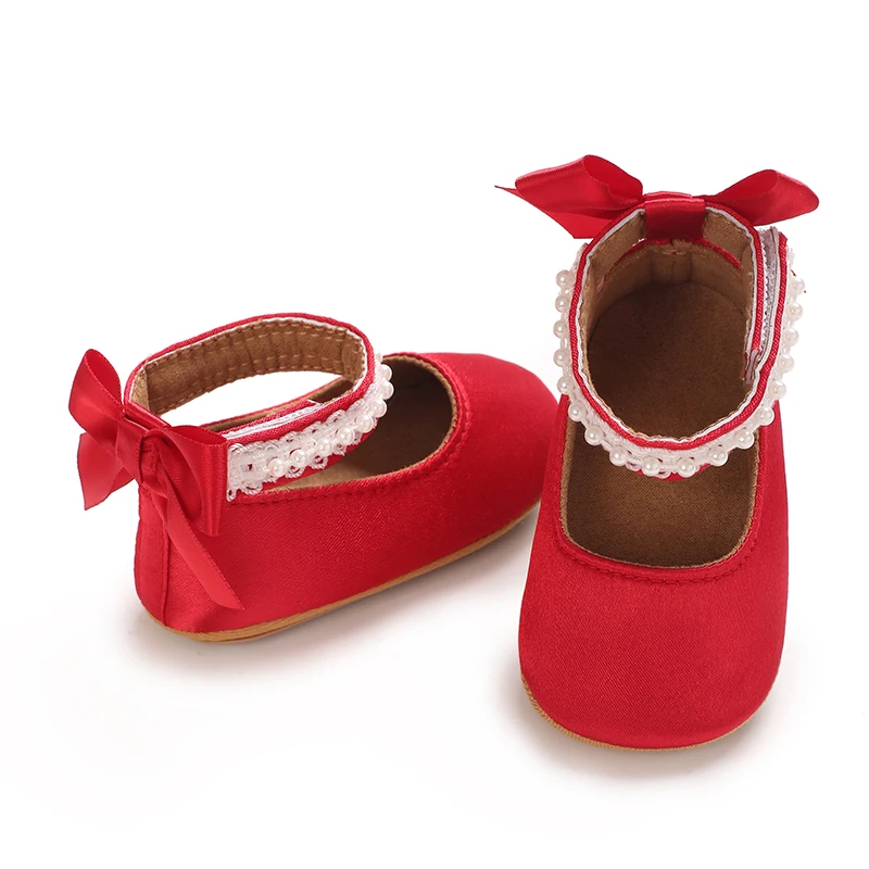 Infant Baby Girls Mary Jane Flats Bow Non-Slip Soft Sole Princess Toddler First Walkers Sneaker Wedding Dress Dancing Shoes