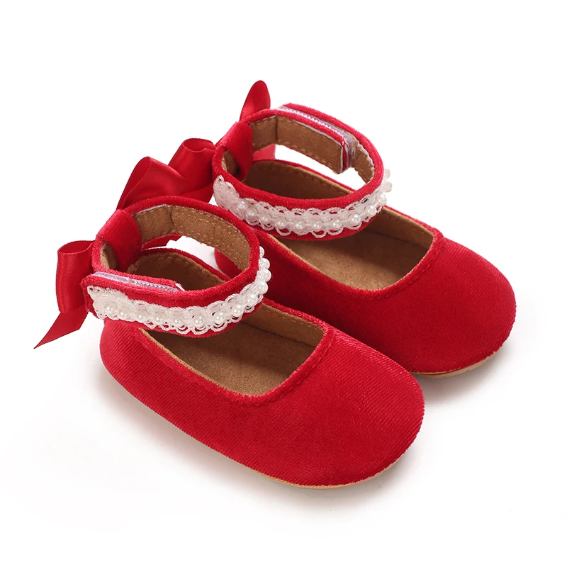 Infant Baby Girls Mary Jane Flats Bow Non-Slip Soft Sole Princess Toddler First Walkers Sneaker Wedding Dress Dancing Shoes