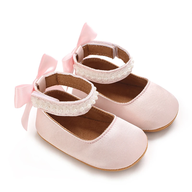 Infant Baby Girls Mary Jane Flats Bow Non-Slip Soft Sole Princess Toddler First Walkers Sneaker Wedding Dress Dancing Shoes