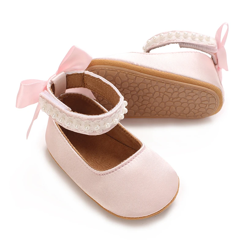 Infant Baby Girls Mary Jane Flats Bow Non-Slip Soft Sole Princess Toddler First Walkers Sneaker Wedding Dress Dancing Shoes