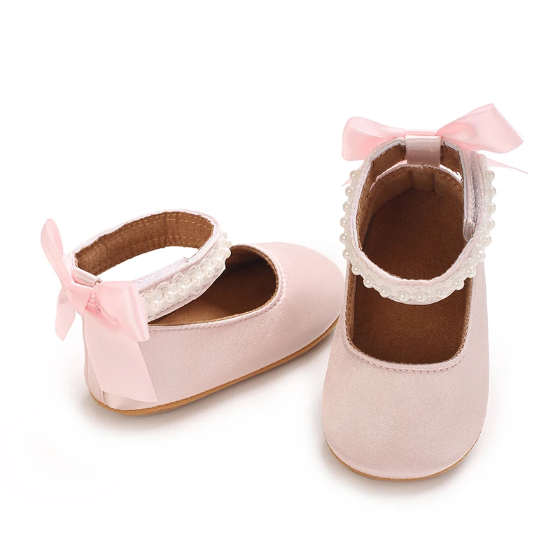 Infant Baby Girls Mary Jane Flats Bow Non-Slip Soft Sole Princess Toddler First Walkers Sneaker Wedding Dress Dancing Shoes