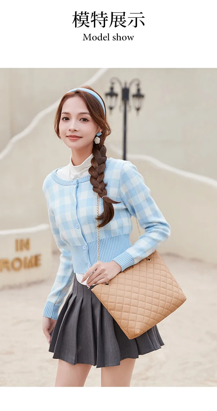 Fashion Sense Diamond Bags Large Bag Chain Bag Women's Large Capacity Shoulder Bag Senior Shoulder Women's Bag niche Soft Solid