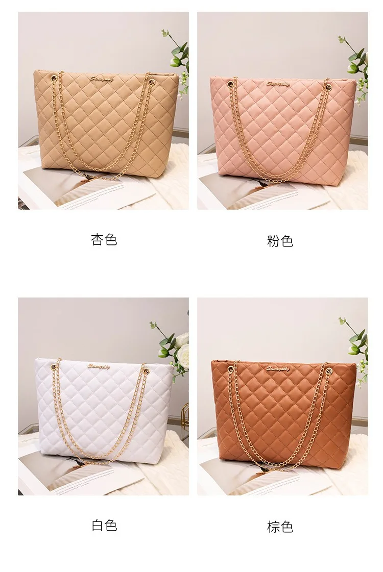 Fashion Sense Diamond Bags Large Bag Chain Bag Women's Large Capacity Shoulder Bag Senior Shoulder Women's Bag niche Soft Solid