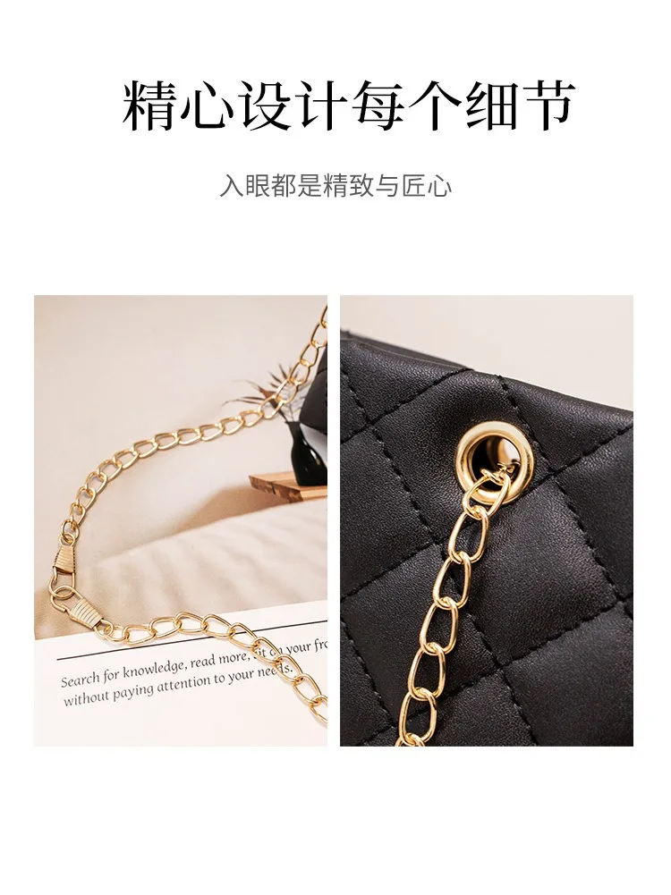 Fashion Sense Diamond Bags Large Bag Chain Bag Women's Large Capacity Shoulder Bag Senior Shoulder Women's Bag niche Soft Solid