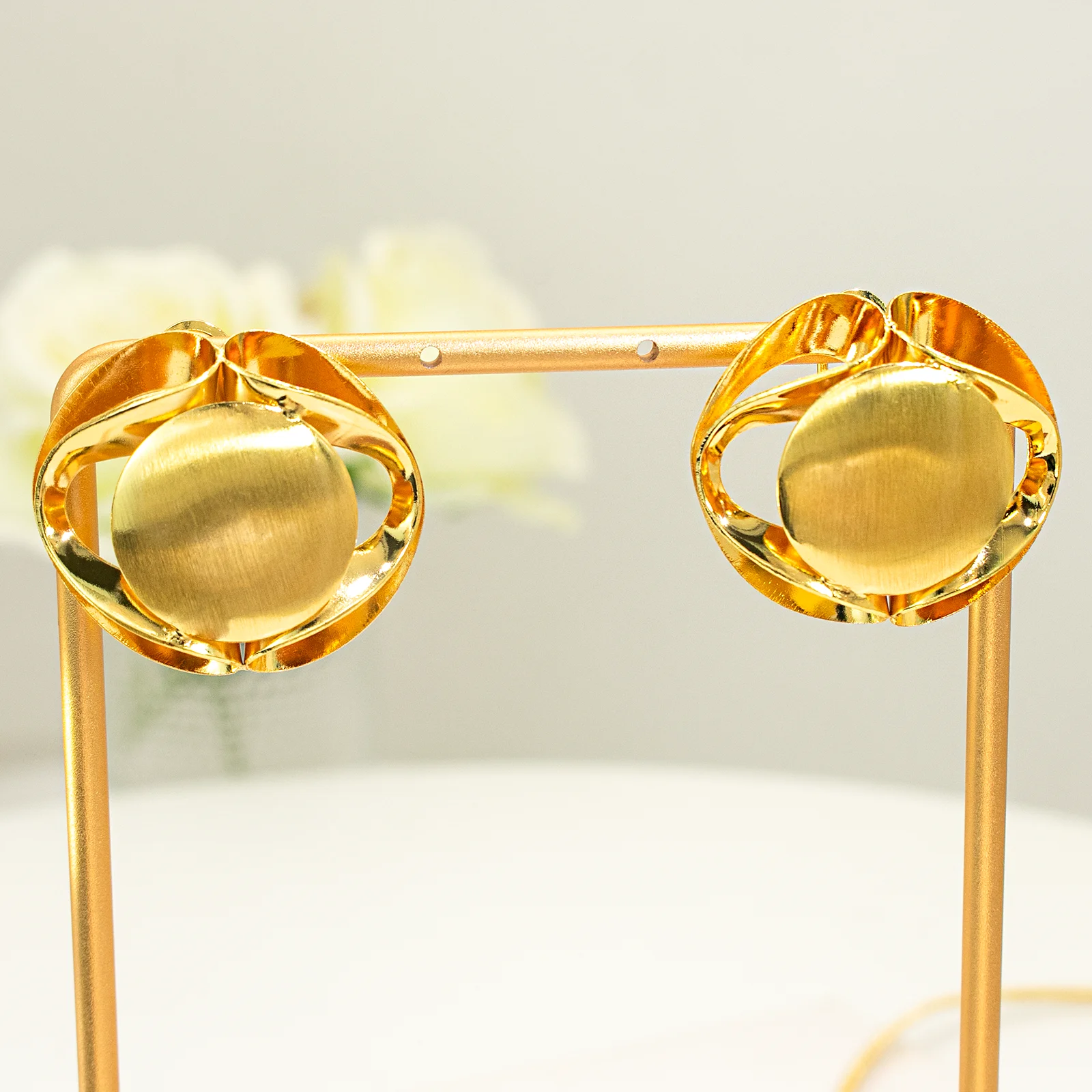 YTJX Design Gothic Drop Earrings 18K Gold Color Smooth Stud Earrings For Women Personality Statement Party Jewelry 2026 New