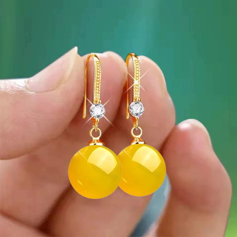 925 Sterling Silver Drop Earrings Inlaid With 5A Zircon Agate, Hotan Jade Women's Earrings Party Wedding Jewelry Accessories
