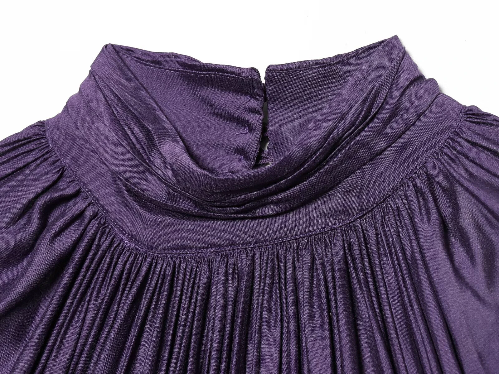 Spring new women's clothing minimalist style stand up collar shoulder inserted lantern long sleeved pleated top