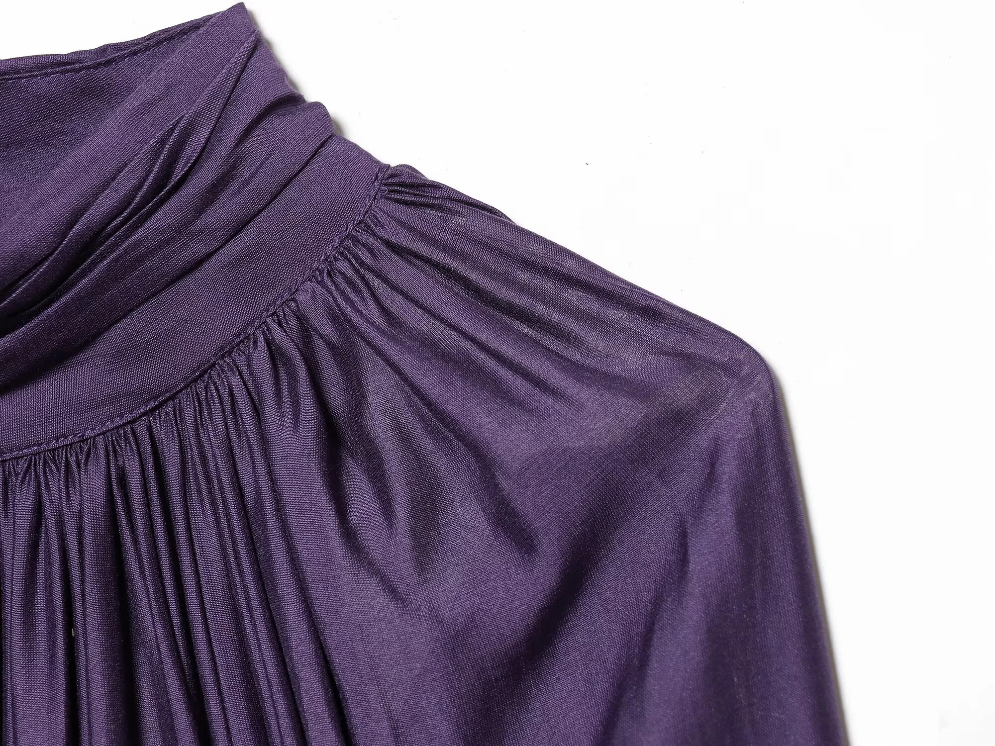 Spring new women's clothing minimalist style stand up collar shoulder inserted lantern long sleeved pleated top
