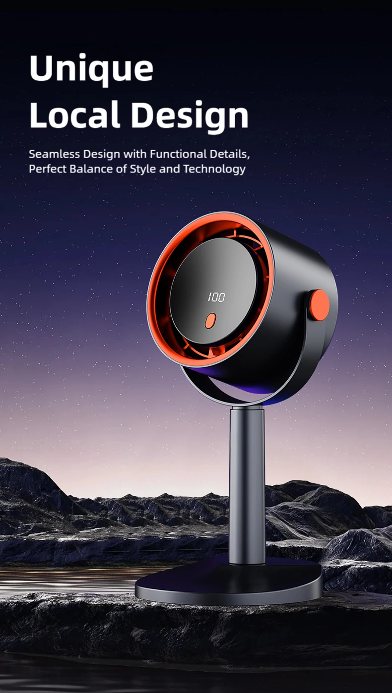 TINSOL New Bladeless Turbine Electric Fan, Portable Outdoor Camping Fan, with Timer Function, Suitable for Office and Home Use