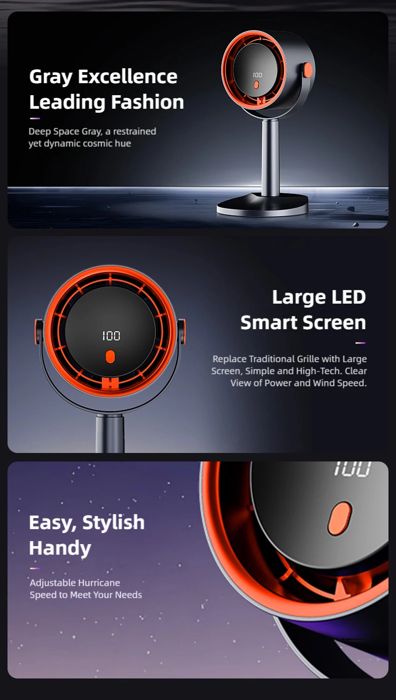 TINSOL New Bladeless Turbine Electric Fan, Portable Outdoor Camping Fan, with Timer Function, Suitable for Office and Home Use