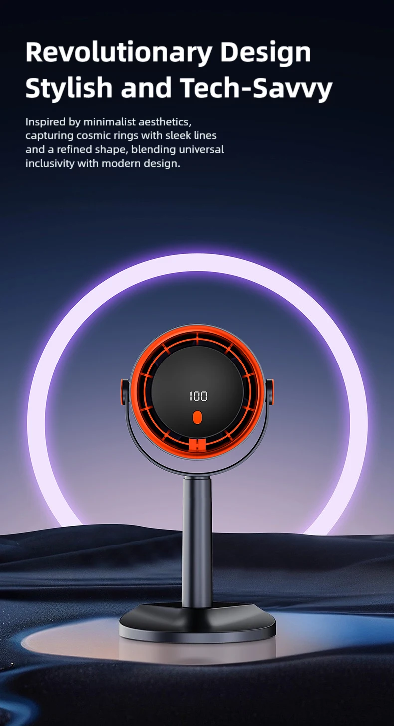 TINSOL New Bladeless Turbine Electric Fan, Portable Outdoor Camping Fan, with Timer Function, Suitable for Office and Home Use