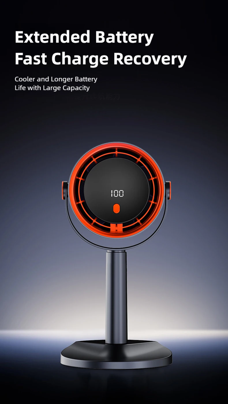 TINSOL New Bladeless Turbine Electric Fan, Portable Outdoor Camping Fan, with Timer Function, Suitable for Office and Home Use
