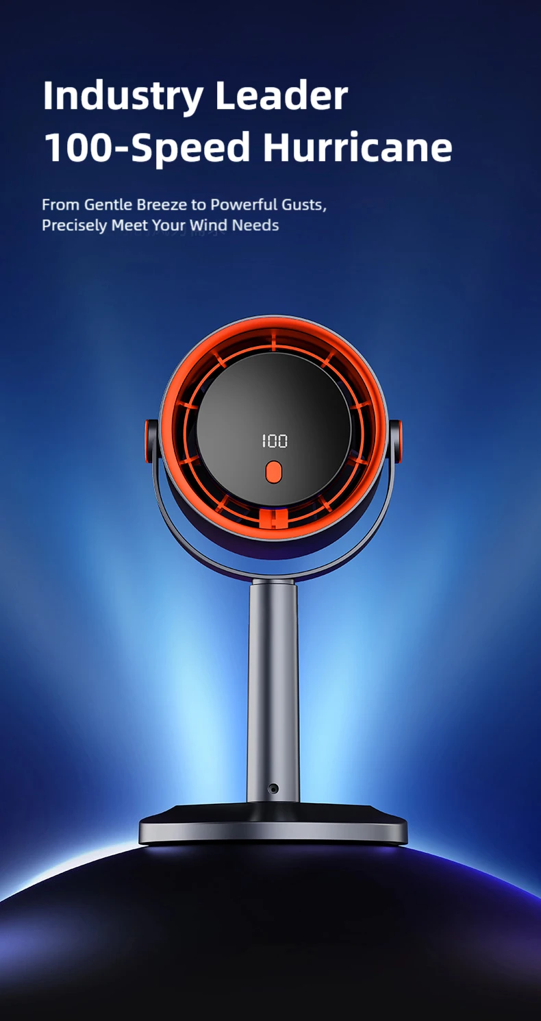 TINSOL New Bladeless Turbine Electric Fan, Portable Outdoor Camping Fan, with Timer Function, Suitable for Office and Home Use