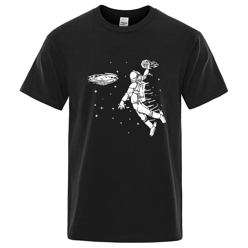 Summer Men T-shirt High Quality Blend Cotton Funny Astronaut Print Casual Loose Cool Men Casual Loose O-neck Men Tshirt Tee Top