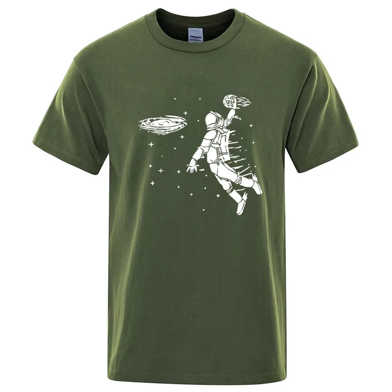 Summer Men T-shirt High Quality Blend Cotton Funny Astronaut Print Casual Loose Cool Men Casual Loose O-neck Men Tshirt Tee Top