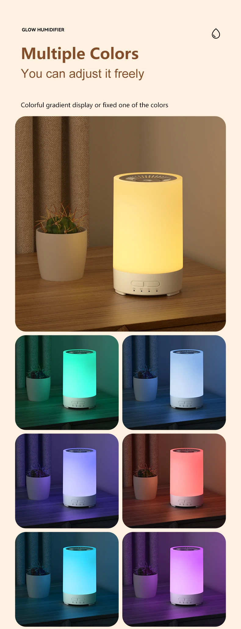 150ML Ultrasonic Wood Grain Essential Humidifier Air Humidifier for Bedroom Office Home 7 Color LED Light Aromatherapy Diffuser
