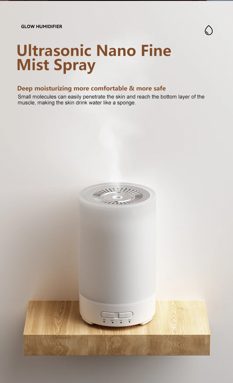 150ML Ultrasonic Wood Grain Essential Humidifier Air Humidifier for Bedroom Office Home 7 Color LED Light Aromatherapy Diffuser