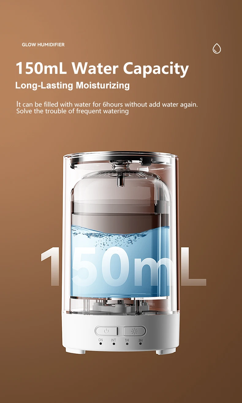 150ML Ultrasonic Wood Grain Essential Humidifier Air Humidifier for Bedroom Office Home 7 Color LED Light Aromatherapy Diffuser