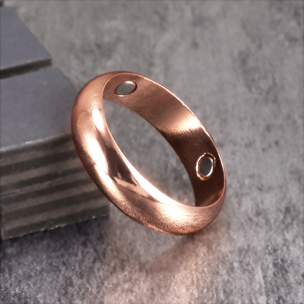Vinterly Pure Copper Rings for Women Men 6mm Wide Finger Jewelry Shiny High Polished Metal Minimalist Copper Ring