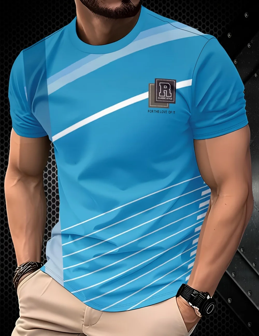 2026 Summer Men's T-Shirt Striped Geometric 3D Printed Fashion Short Sleeve Tees Casual Y2k Tops Loose Round Neck Men's Clothing