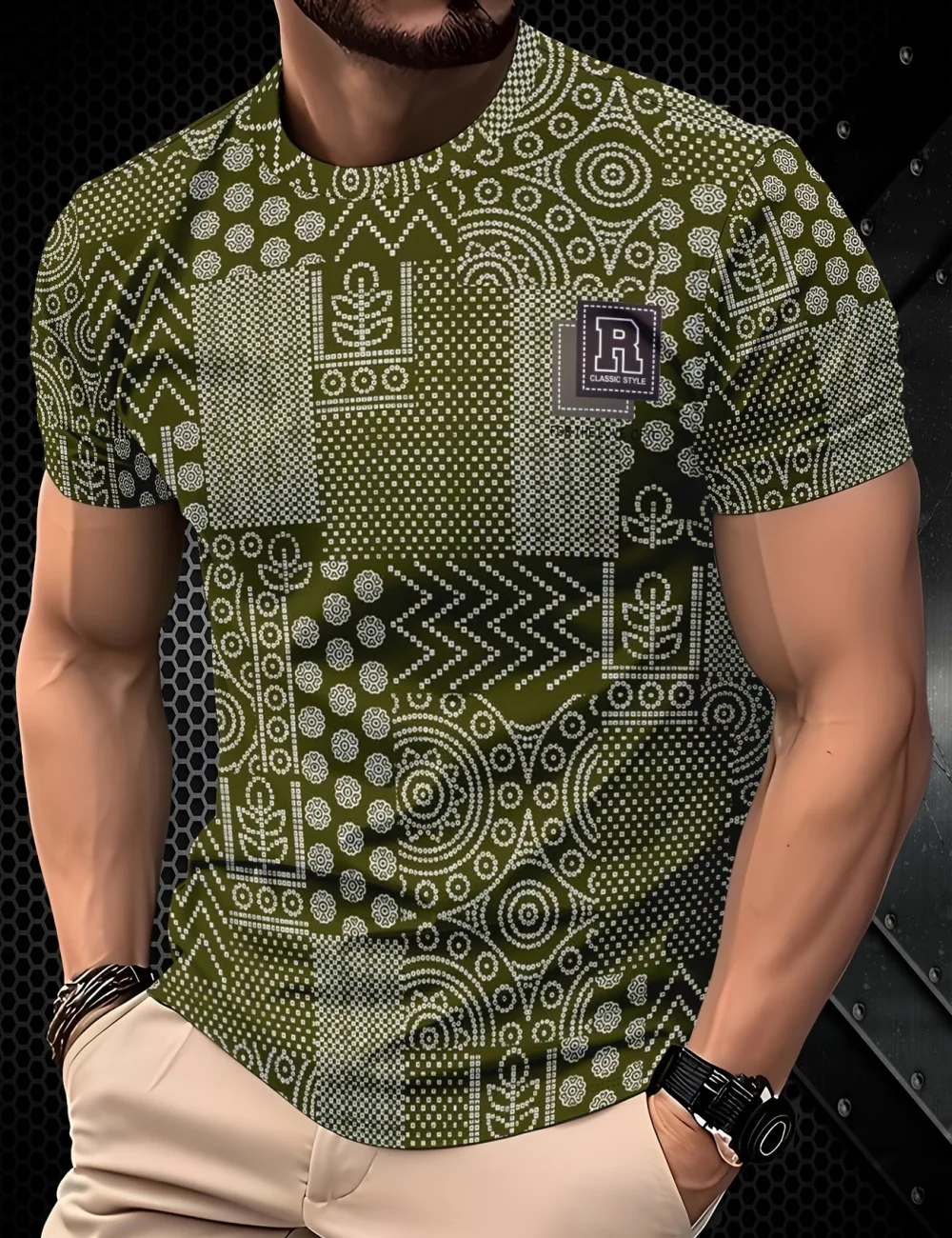 2026 Summer Men's T-Shirt Striped Geometric 3D Printed Fashion Short Sleeve Tees Casual Y2k Tops Loose Round Neck Men's Clothing