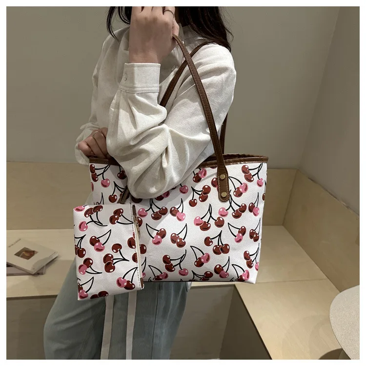 2026 New Printed Tote Bag for Women Large Capacity Casual Shoulder Bag Fashion 2pcs Set Handbag