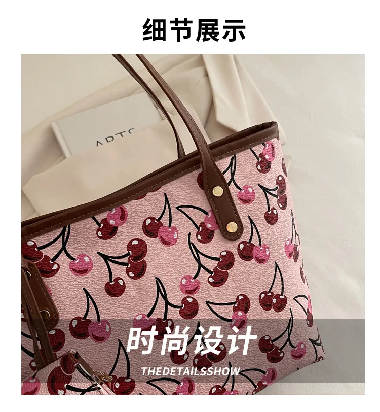 2026 New Printed Tote Bag for Women Large Capacity Casual Shoulder Bag Fashion 2pcs Set Handbag