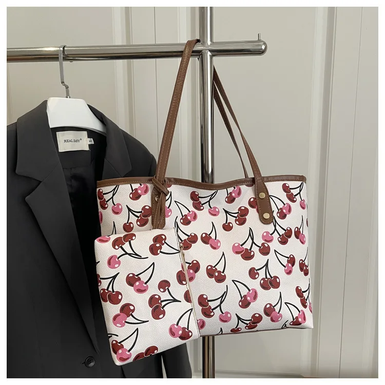 2026 New Printed Tote Bag for Women Large Capacity Casual Shoulder Bag Fashion 2pcs Set Handbag