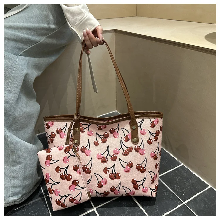 2026 New Printed Tote Bag for Women Large Capacity Casual Shoulder Bag Fashion 2pcs Set Handbag