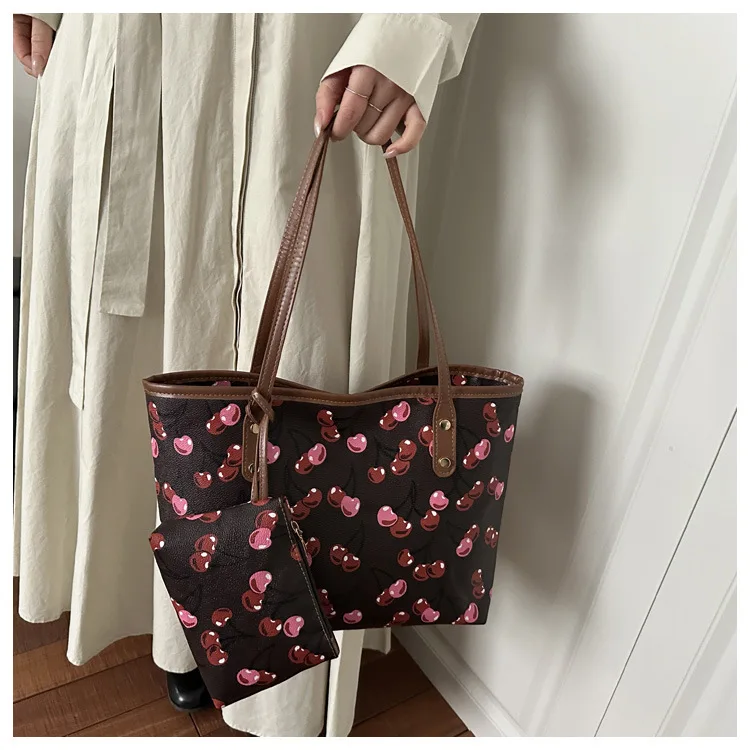 2026 New Printed Tote Bag for Women Large Capacity Casual Shoulder Bag Fashion 2pcs Set Handbag