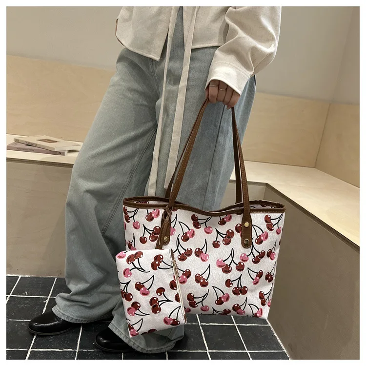 2026 New Printed Tote Bag for Women Large Capacity Casual Shoulder Bag Fashion 2pcs Set Handbag