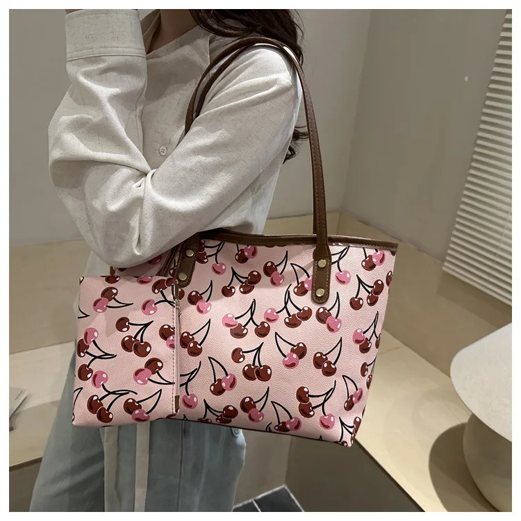 2026 New Printed Tote Bag for Women Large Capacity Casual Shoulder Bag Fashion 2pcs Set Handbag