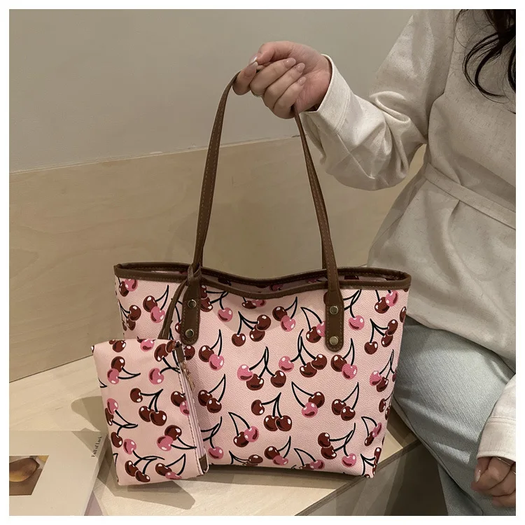 2026 New Printed Tote Bag for Women Large Capacity Casual Shoulder Bag Fashion 2pcs Set Handbag