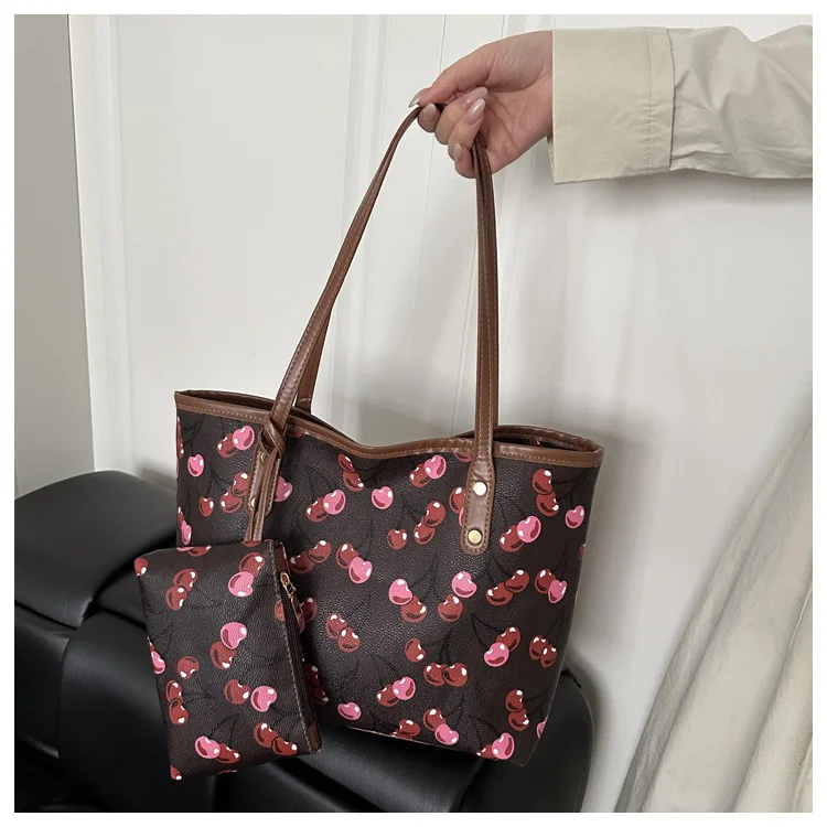 2026 New Printed Tote Bag for Women Large Capacity Casual Shoulder Bag Fashion 2pcs Set Handbag