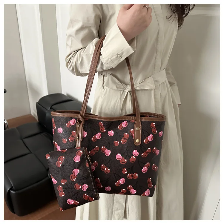2026 New Printed Tote Bag for Women Large Capacity Casual Shoulder Bag Fashion 2pcs Set Handbag