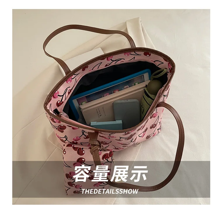 2026 New Printed Tote Bag for Women Large Capacity Casual Shoulder Bag Fashion 2pcs Set Handbag