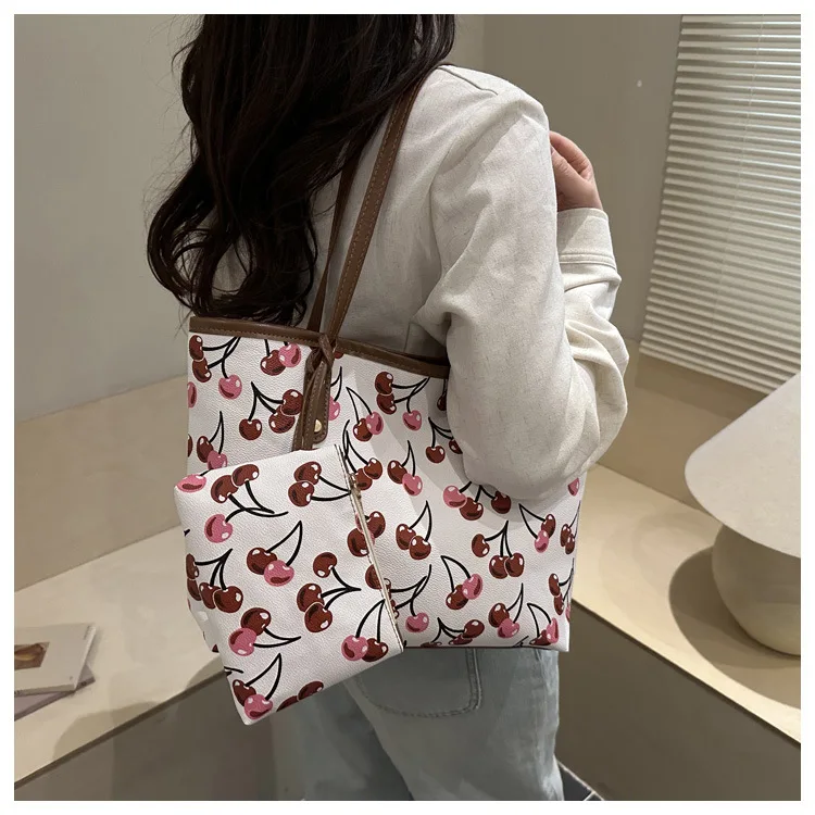 2026 New Printed Tote Bag for Women Large Capacity Casual Shoulder Bag Fashion 2pcs Set Handbag