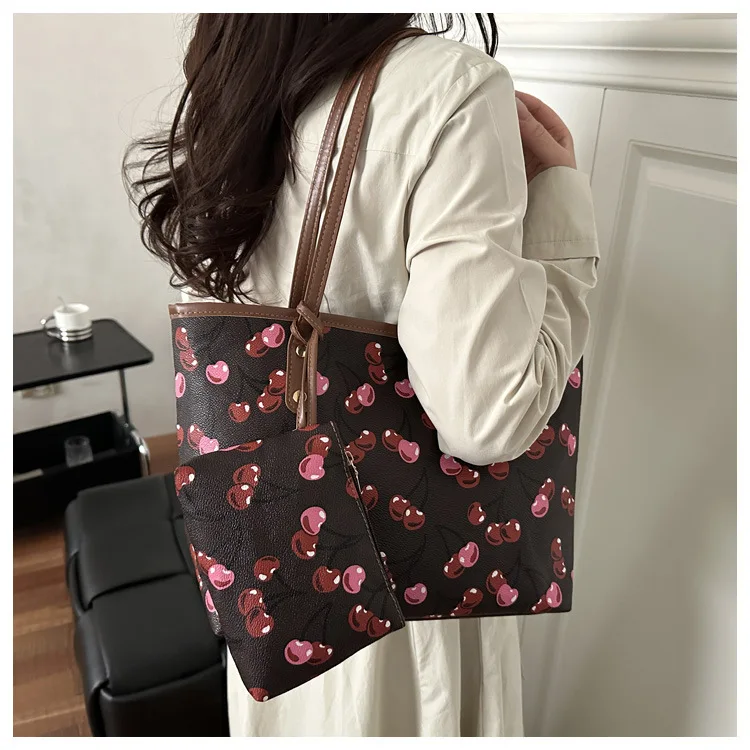 2026 New Printed Tote Bag for Women Large Capacity Casual Shoulder Bag Fashion 2pcs Set Handbag