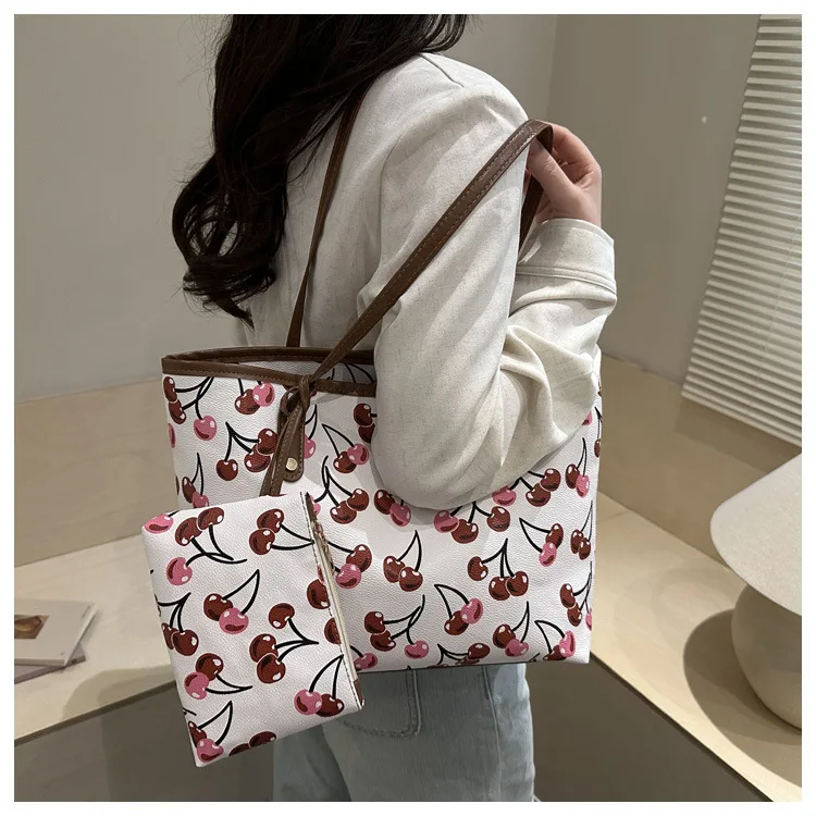 2026 New Printed Tote Bag for Women Large Capacity Casual Shoulder Bag Fashion 2pcs Set Handbag