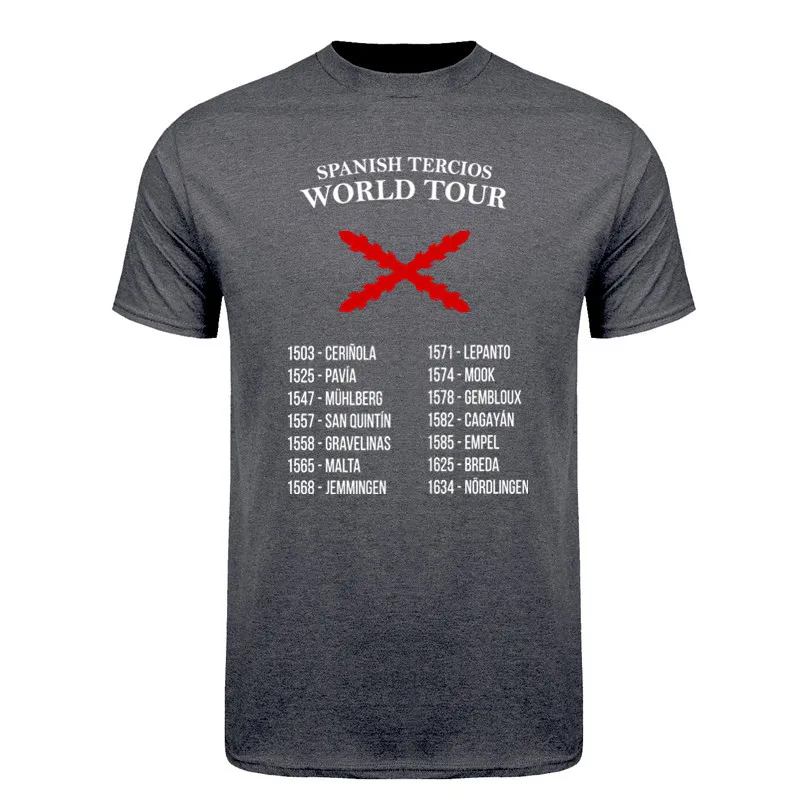 Batallas De Los Tercios Spanish Tercios World Tour T Shirt Cotton Short Sleeve O-Neck T-shirt Casual Unisex Top DY-417