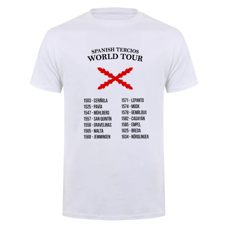 Batallas De Los Tercios Spanish Tercios World Tour T Shirt Cotton Short Sleeve O-Neck T-shirt Casual Unisex Top DY-417