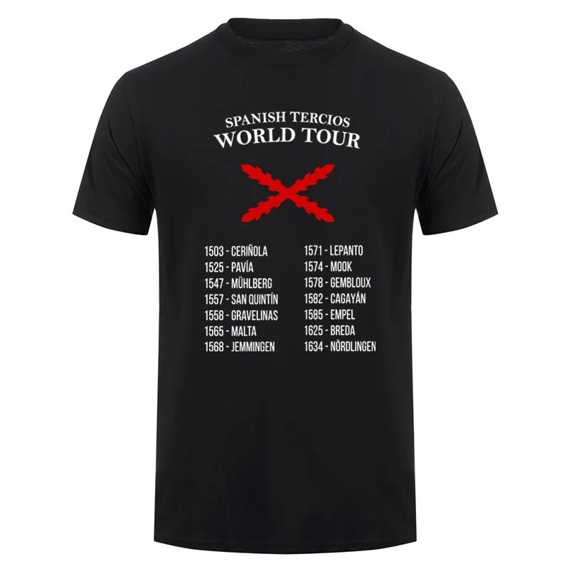 Batallas De Los Tercios Spanish Tercios World Tour T Shirt Cotton Short Sleeve O-Neck T-shirt Casual Unisex Top DY-417