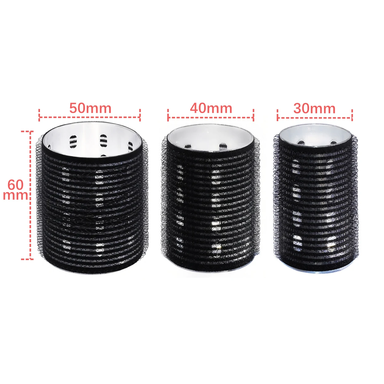 6pcs/set Aluminum Core Hair Rollers Fast Heat Self-Grip Light Thermal Ceramic Volume Styling Round Barrel Curler Black 60mm 1948