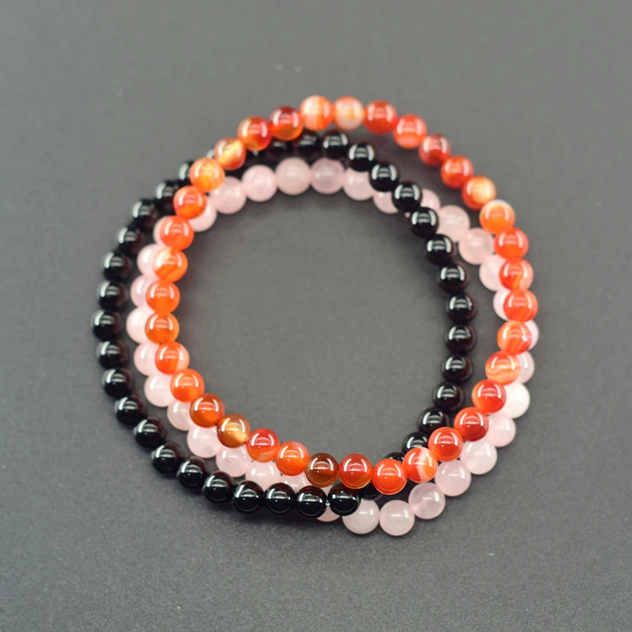 6mm White Jade Natural Stone Beads Bracelet for Women 3 Pcs/Set Howlite Obsidian Jewelry Set Minimalist Style Gift Bundle Sale
