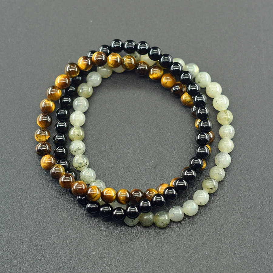 6mm White Jade Natural Stone Beads Bracelet for Women 3 Pcs/Set Howlite Obsidian Jewelry Set Minimalist Style Gift Bundle Sale